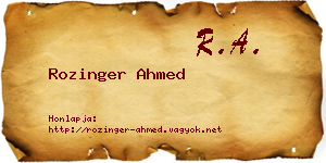Rozinger Ahmed névjegykártya